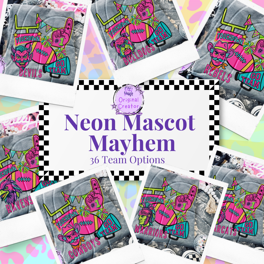 Neon Mascot Mayhem – Digital Design Collection (Choose Your Team!)