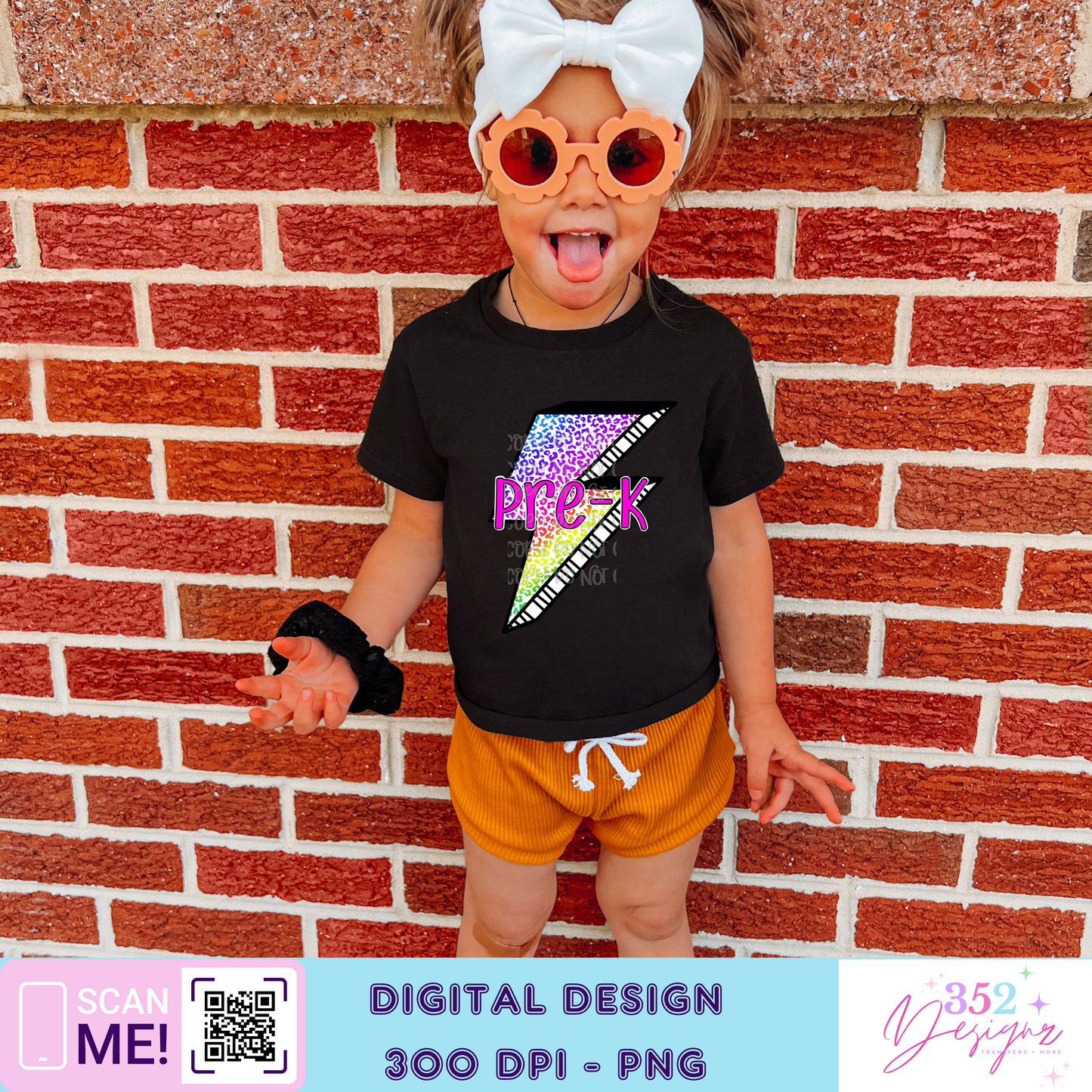 Pre-k rainbow leopard lightening bolt - Digital Download- PNG