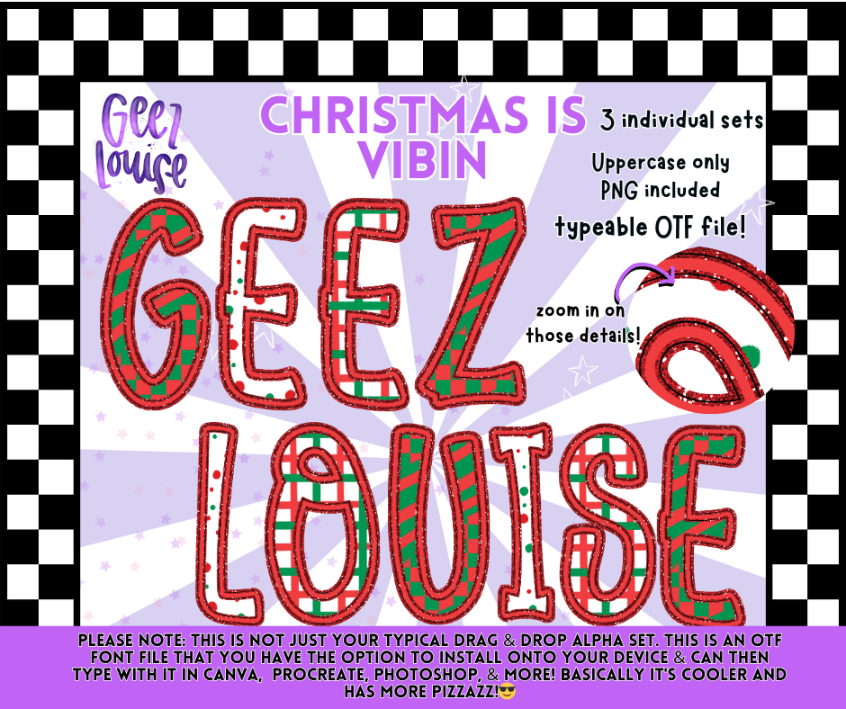 Christmas Vibin — Typeable OTF Font + PNG