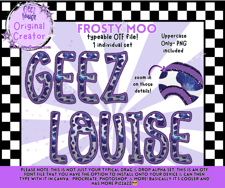 Frosty Moo – Typeable OTF Alpha Set (Uppercase + PNG)