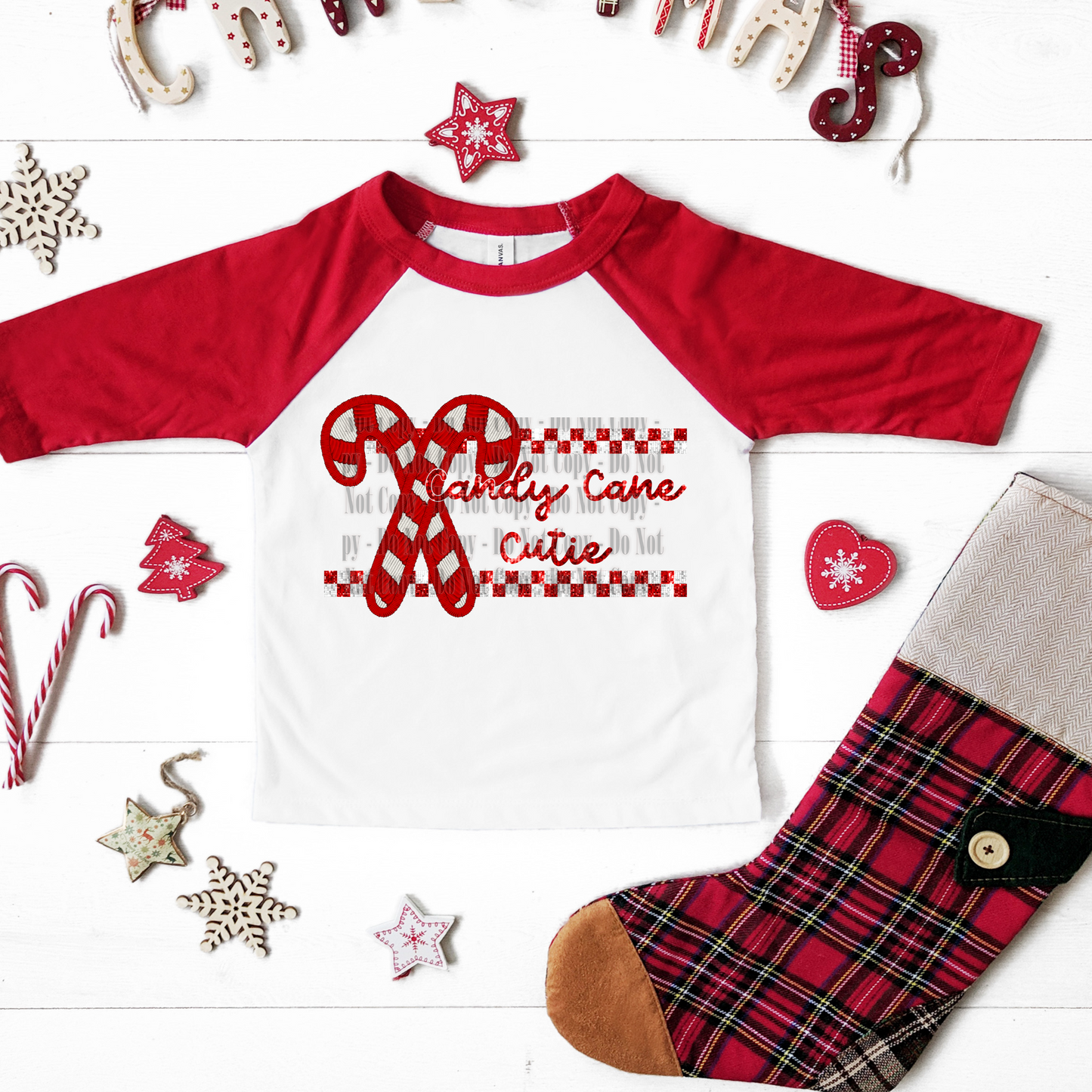 Candy Cane Cutie Digital Design | Red Plaid Christmas PNG