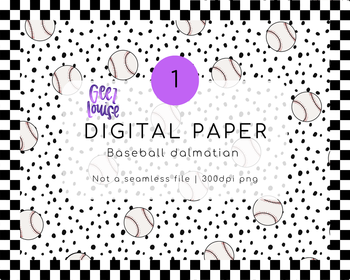 Dalmatian baseball paper - Digital Download- PNG