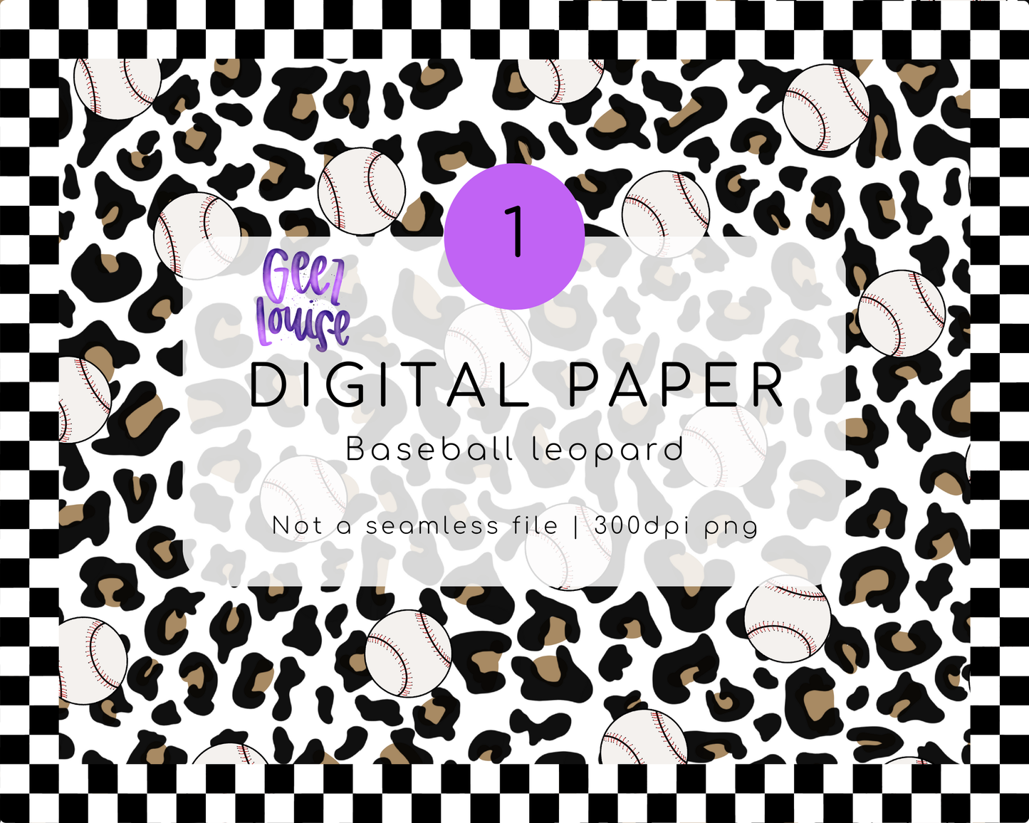 Leopard baseball paper- Digital Download- PNG