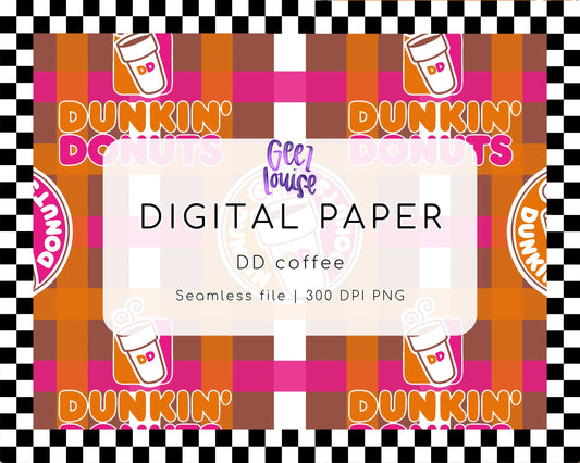 DD Coffee Digital Paper | Seamless Coffee PNG | 300 DPI | July 26 No FOMO Drive