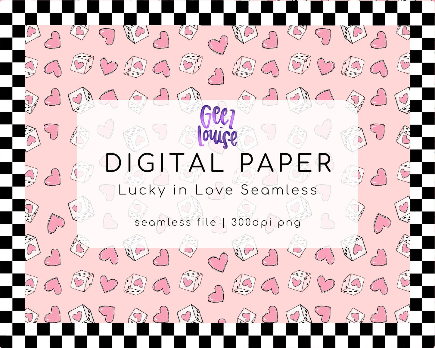 Lucky in Love seamless digital paper- Digital Download- PNG