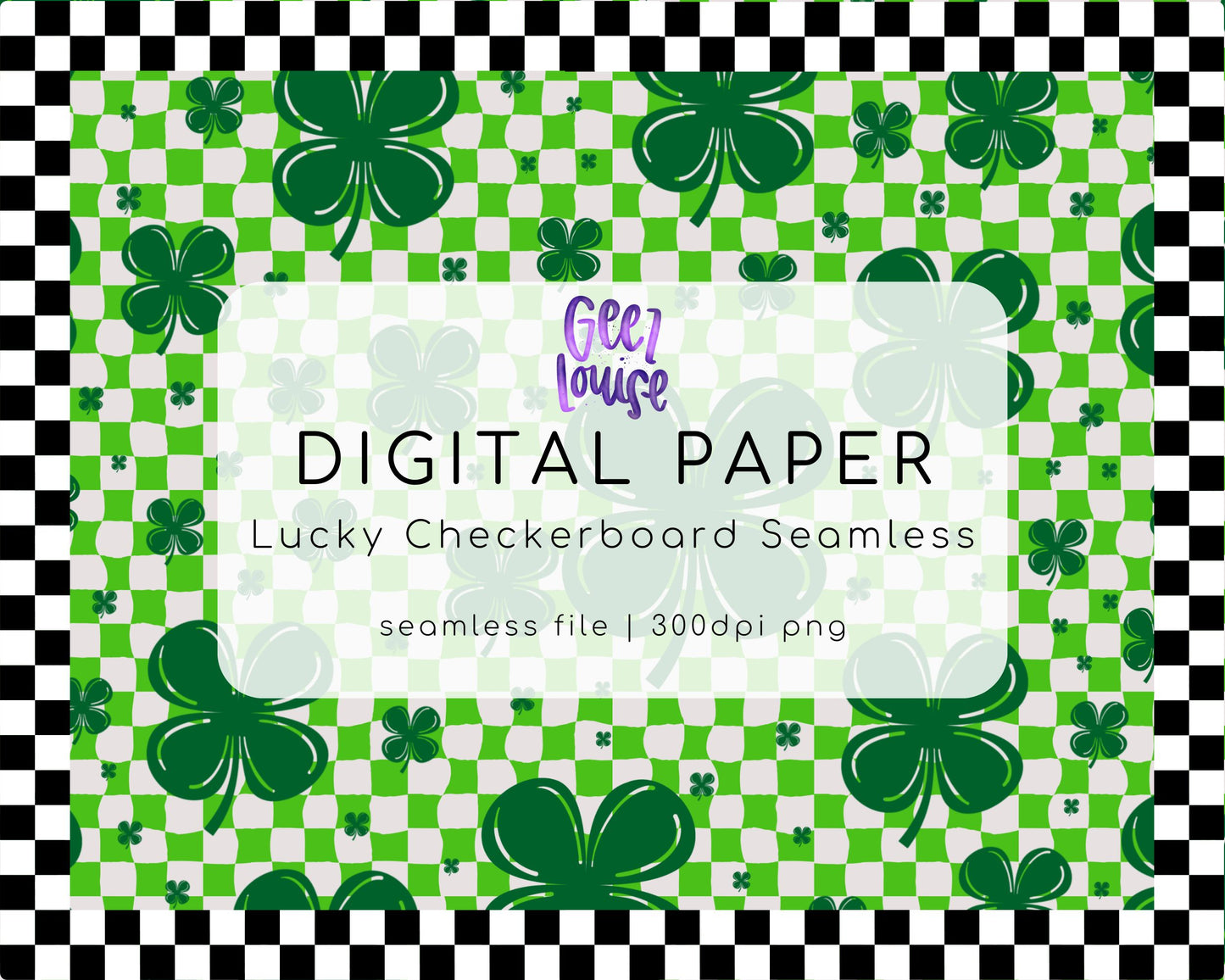 Lucky Checkerboard seamless digital paper- Digital Download- PNG