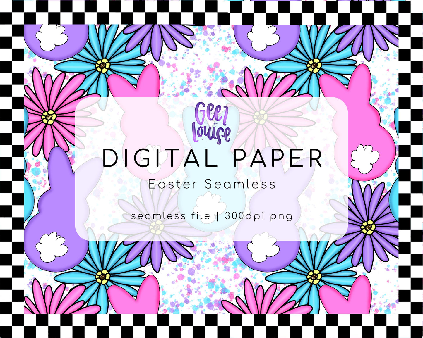Bunny Easter seamless digital paper- Digital Download- PNG