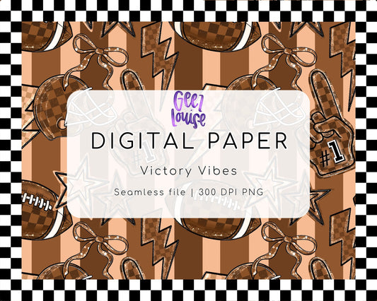 Victory Vibes Digital Paper | Sports Seamless Pattern | Football PNG Background