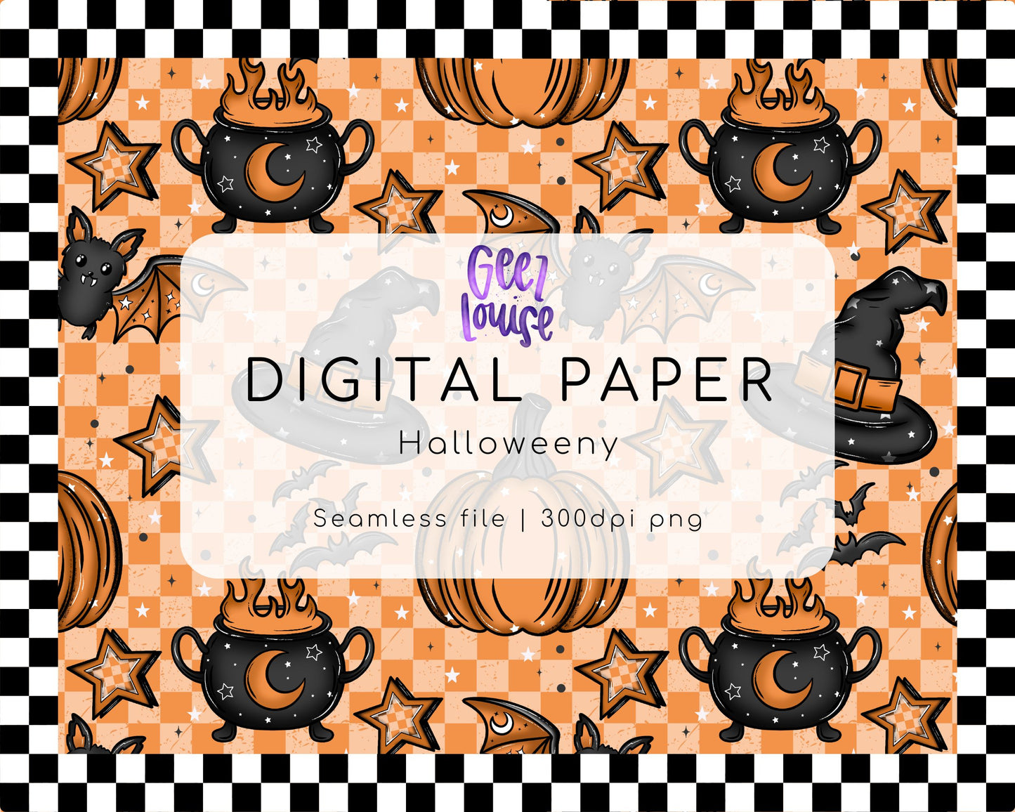 Halloweeny Seamless Digital Paper – Halloween Pattern | 300 DPI PNG File