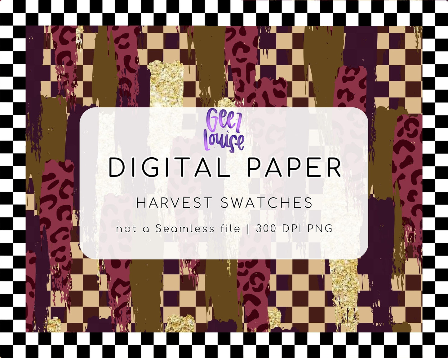 Harvest Swatches Gold Digital Paper | Fall Grunge Background | Autumn Glitter PNG Paper | Checker & Animal Print