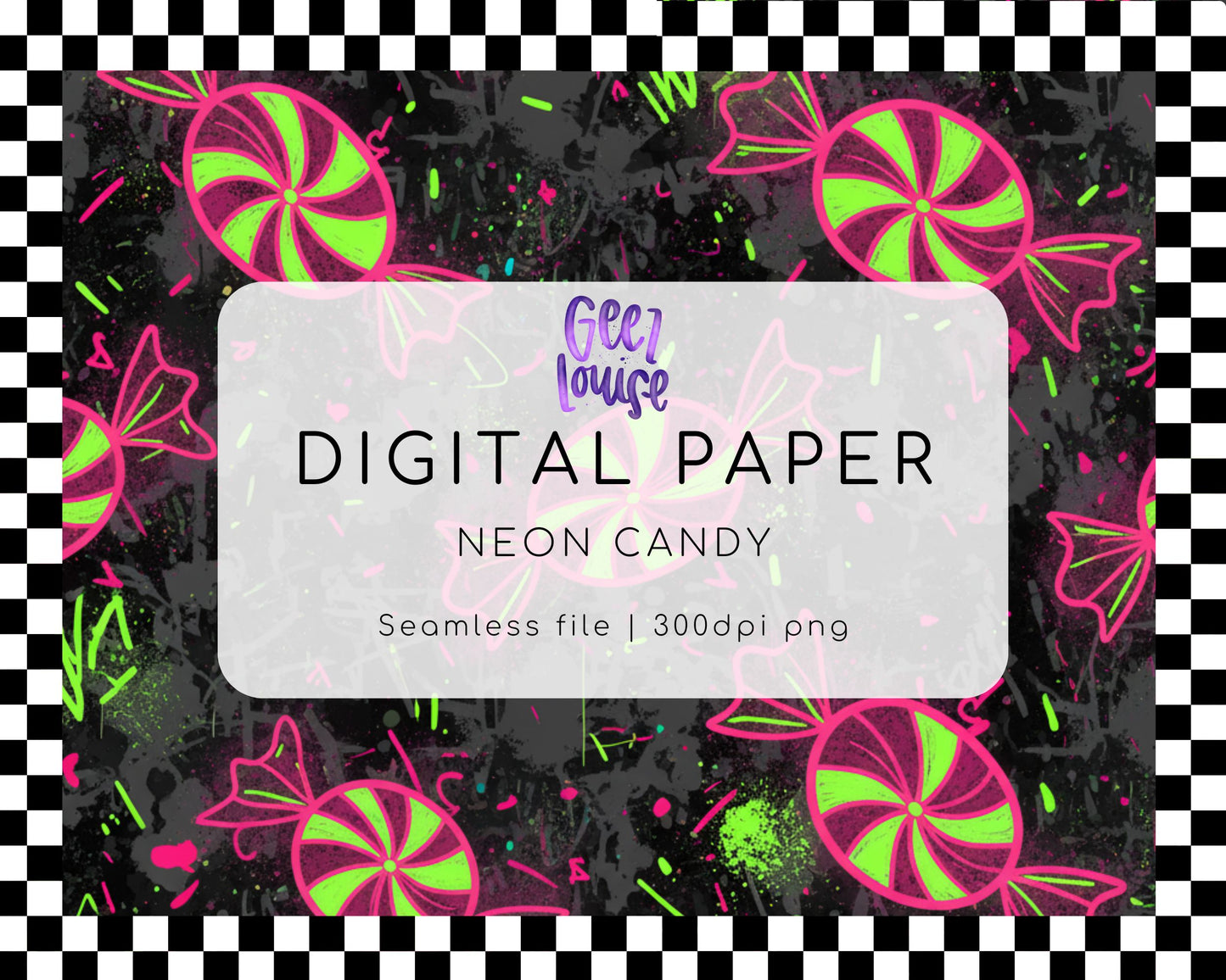 Neon Candy Digital Paper (Seamless PNG)