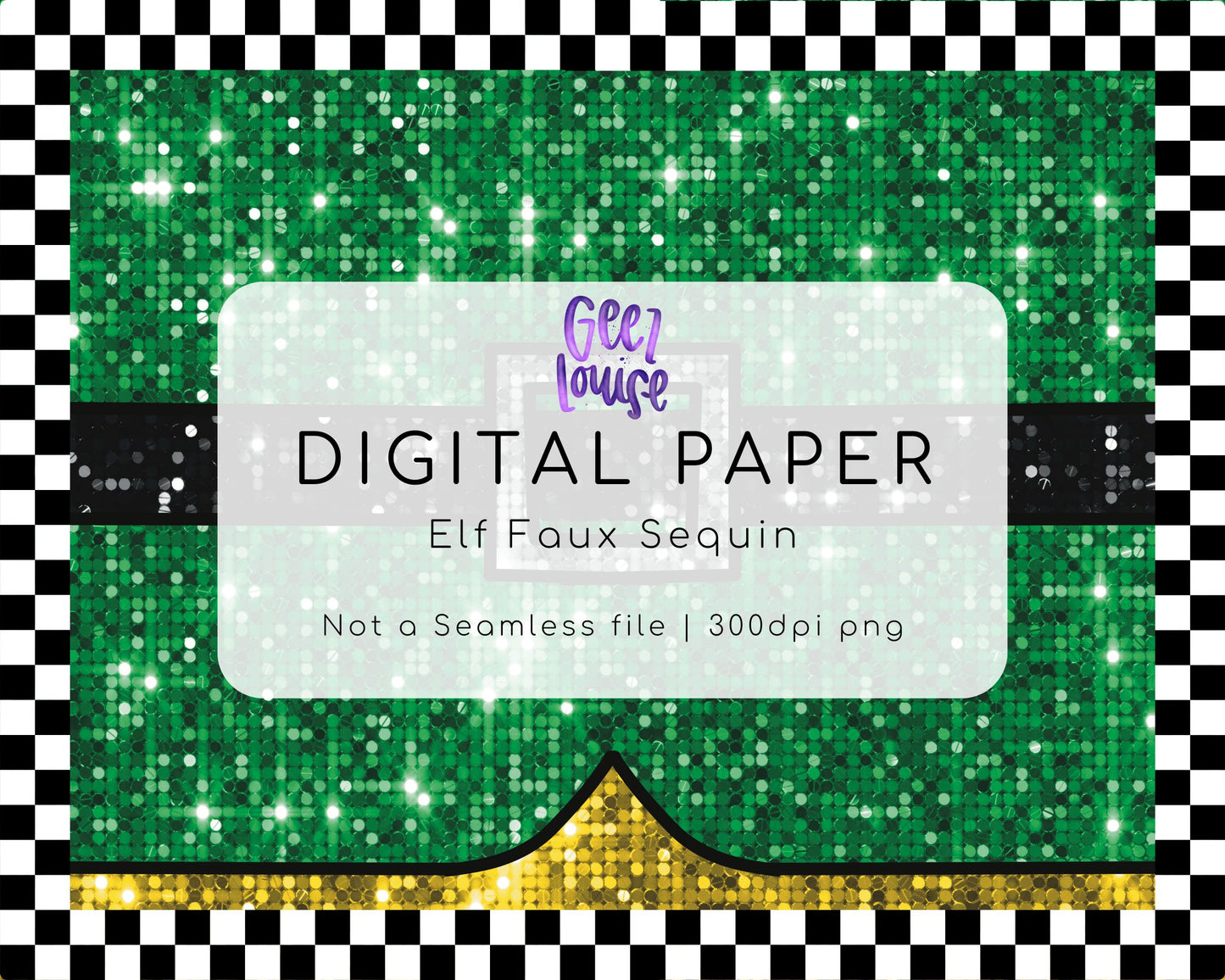 Elf Faux Sequin Digital Paper | Christmas PNG Background