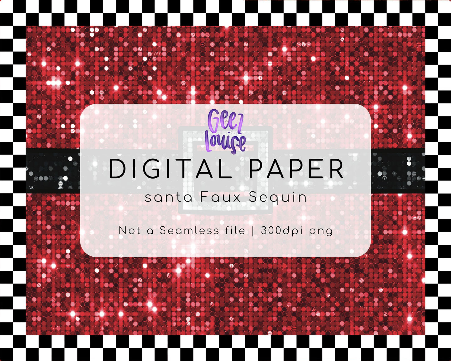Santa Faux Sequin Digital Paper | Red Christmas PNG Background