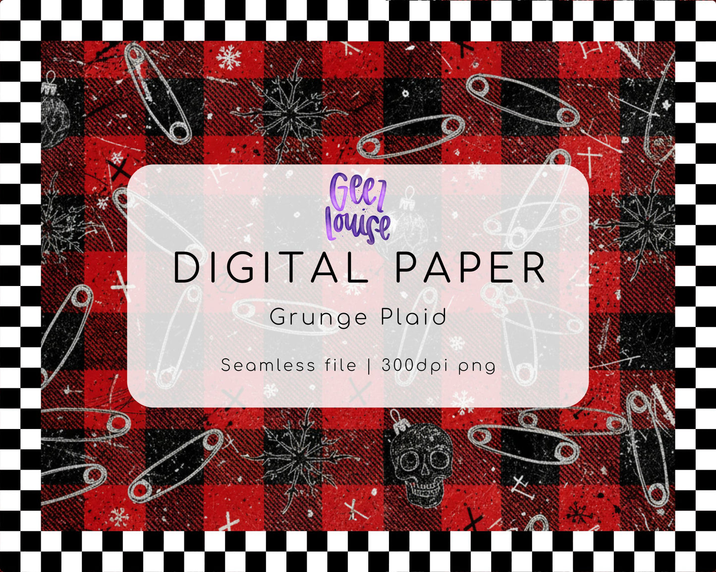 Grunge Plaid Digital Paper (Seamless PNG)