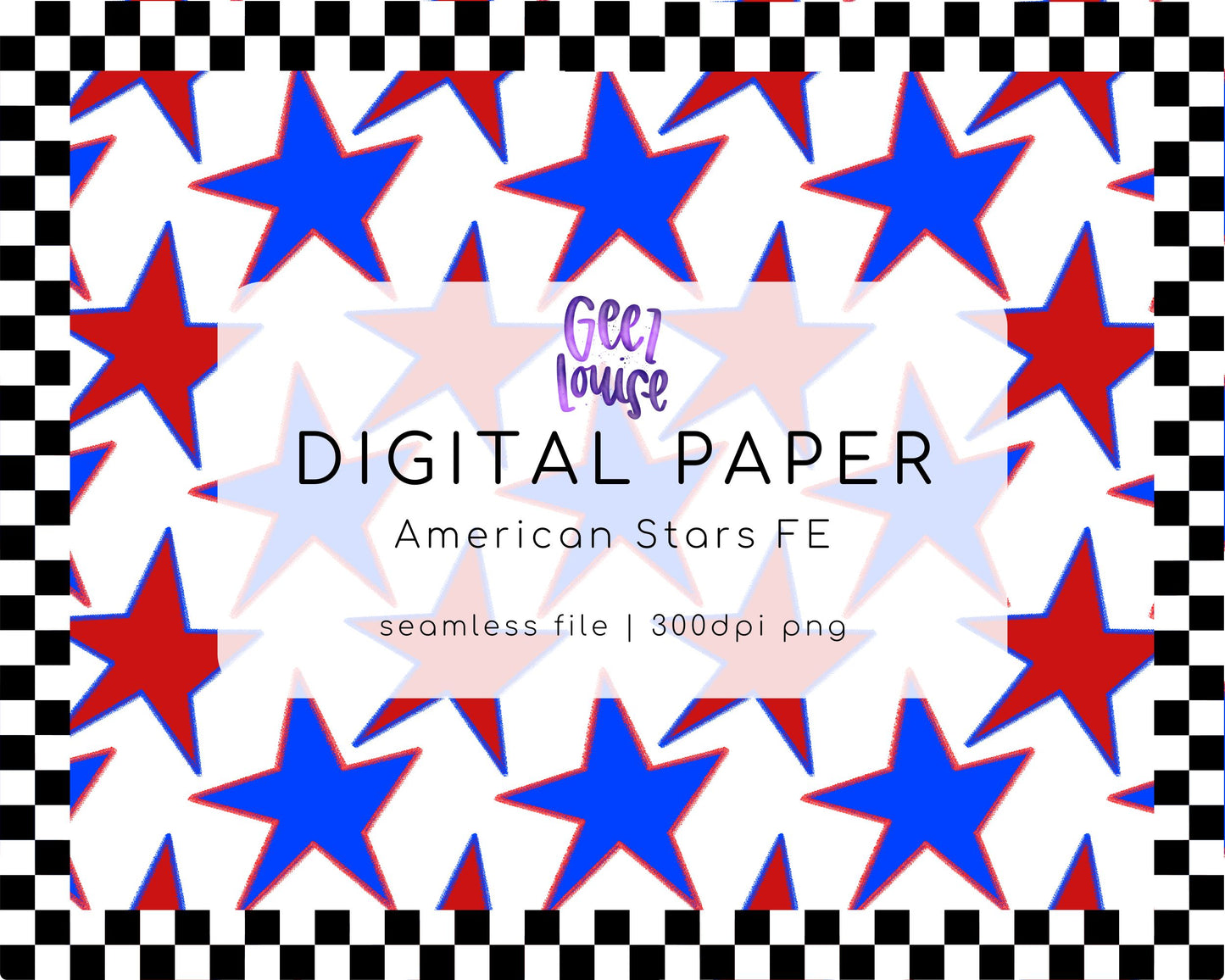 American Stars - patriotic - seamless - Digital Download- PNG