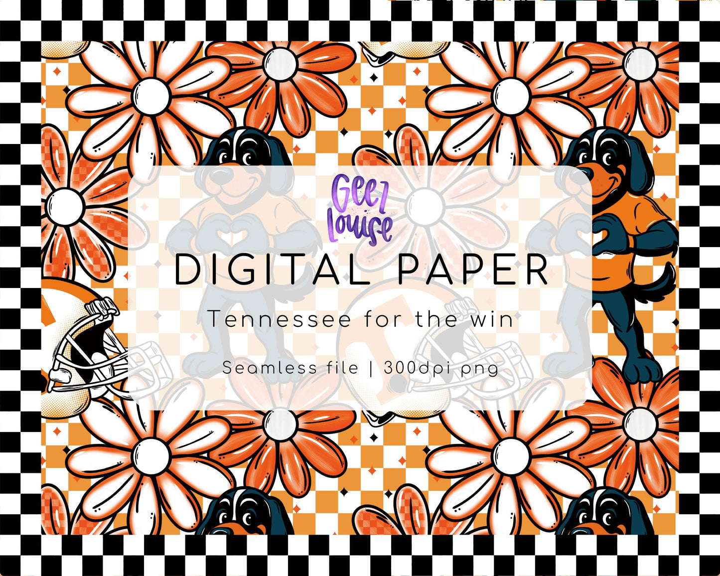 Tennessee For The Win – Checkerboard Football Digital Paper