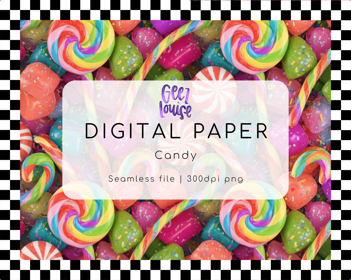 Candy Digital Paper | Bright Rainbow Sweet Seamless Pattern PNG