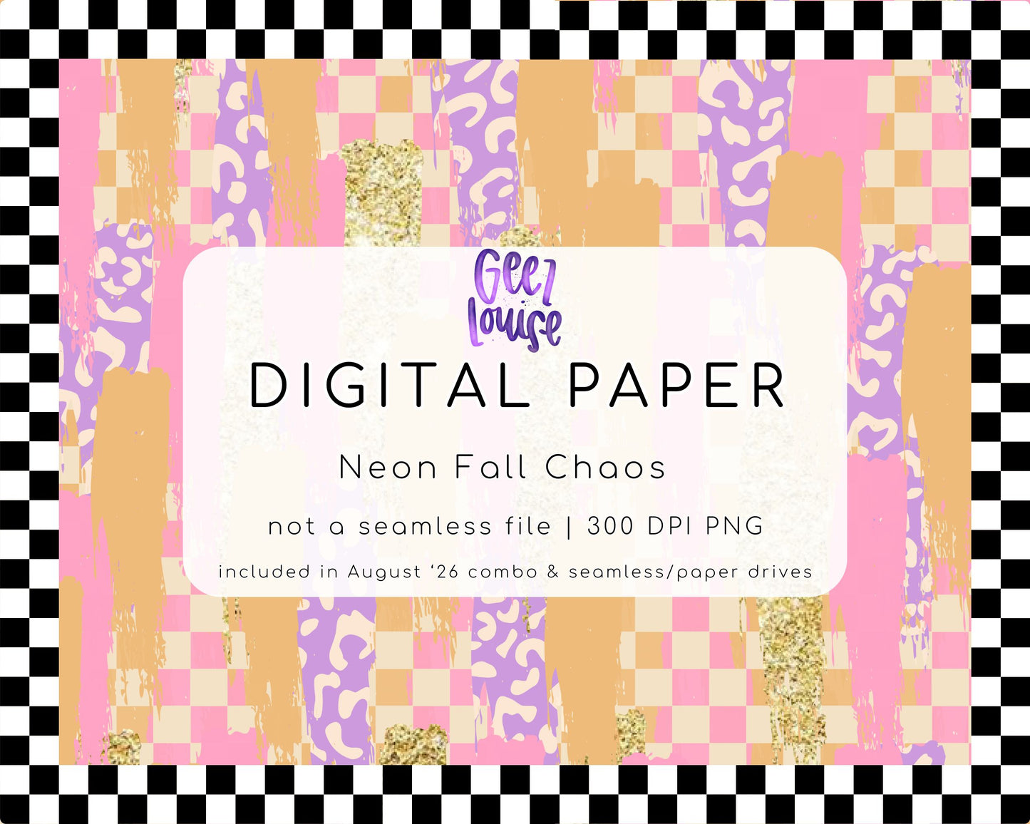 Neon Fall Chaos Digital Paper PNG | Pastel Abstract Fall Background | August '26 Seamless Drive