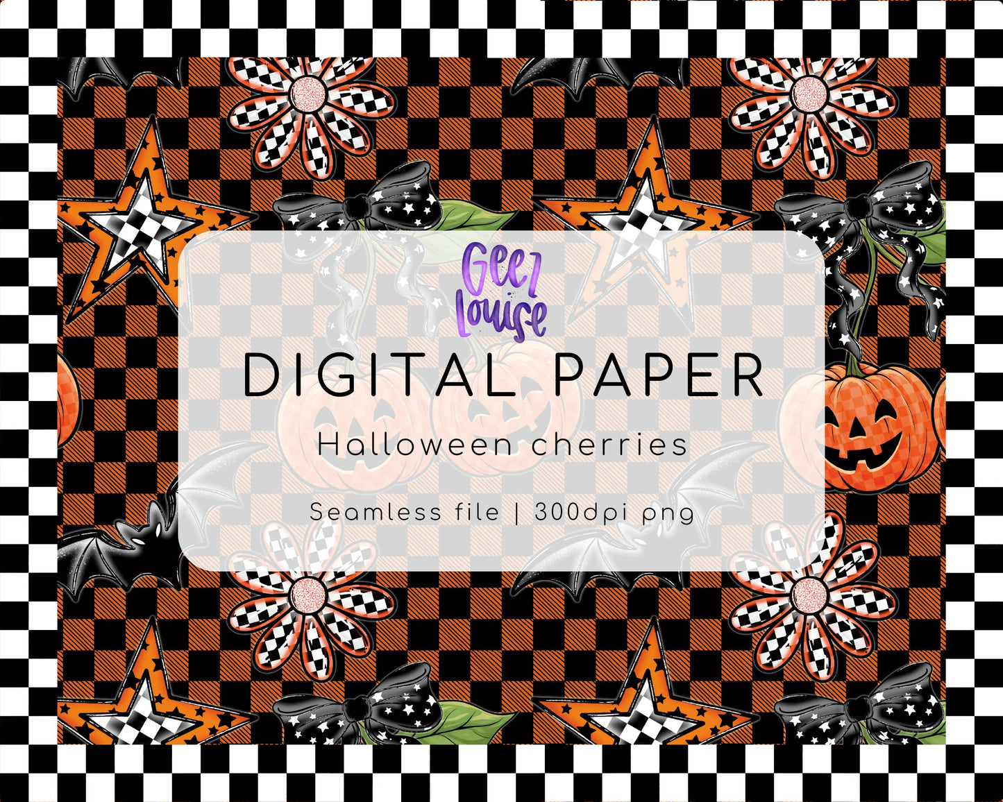 Halloween Cherries Digital Paper | Seamless PNG Pattern