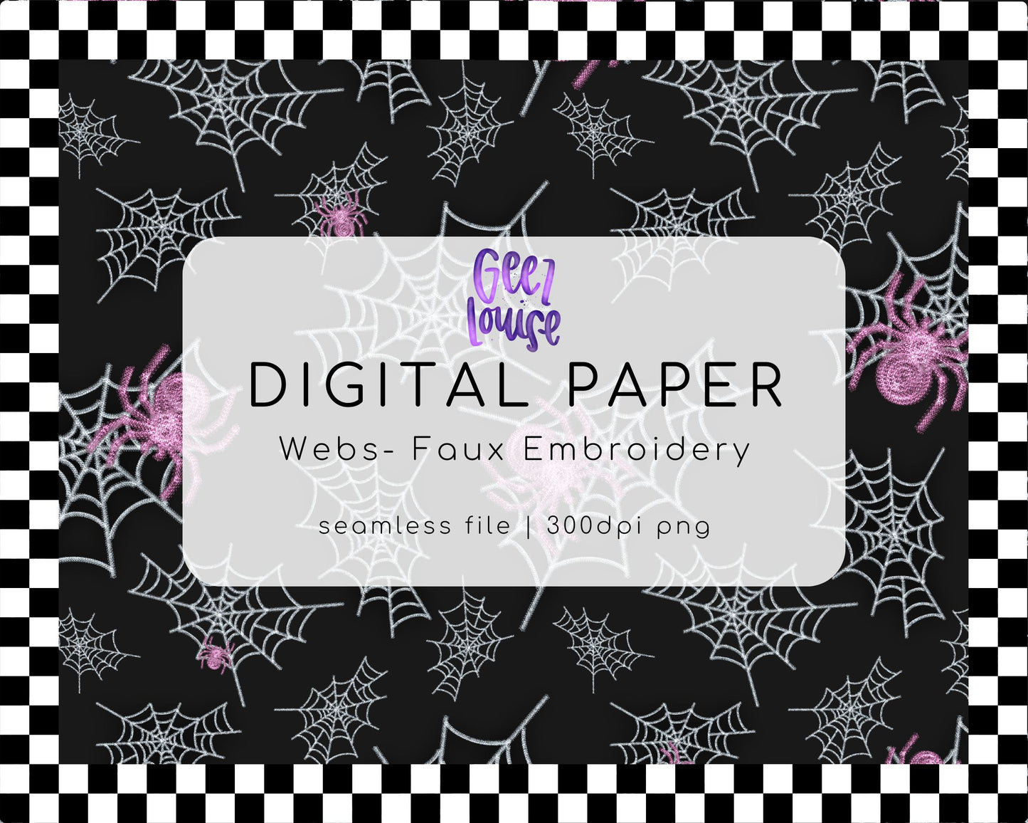 Faux embroidery spider webs - seamless - Digital Download- PNG