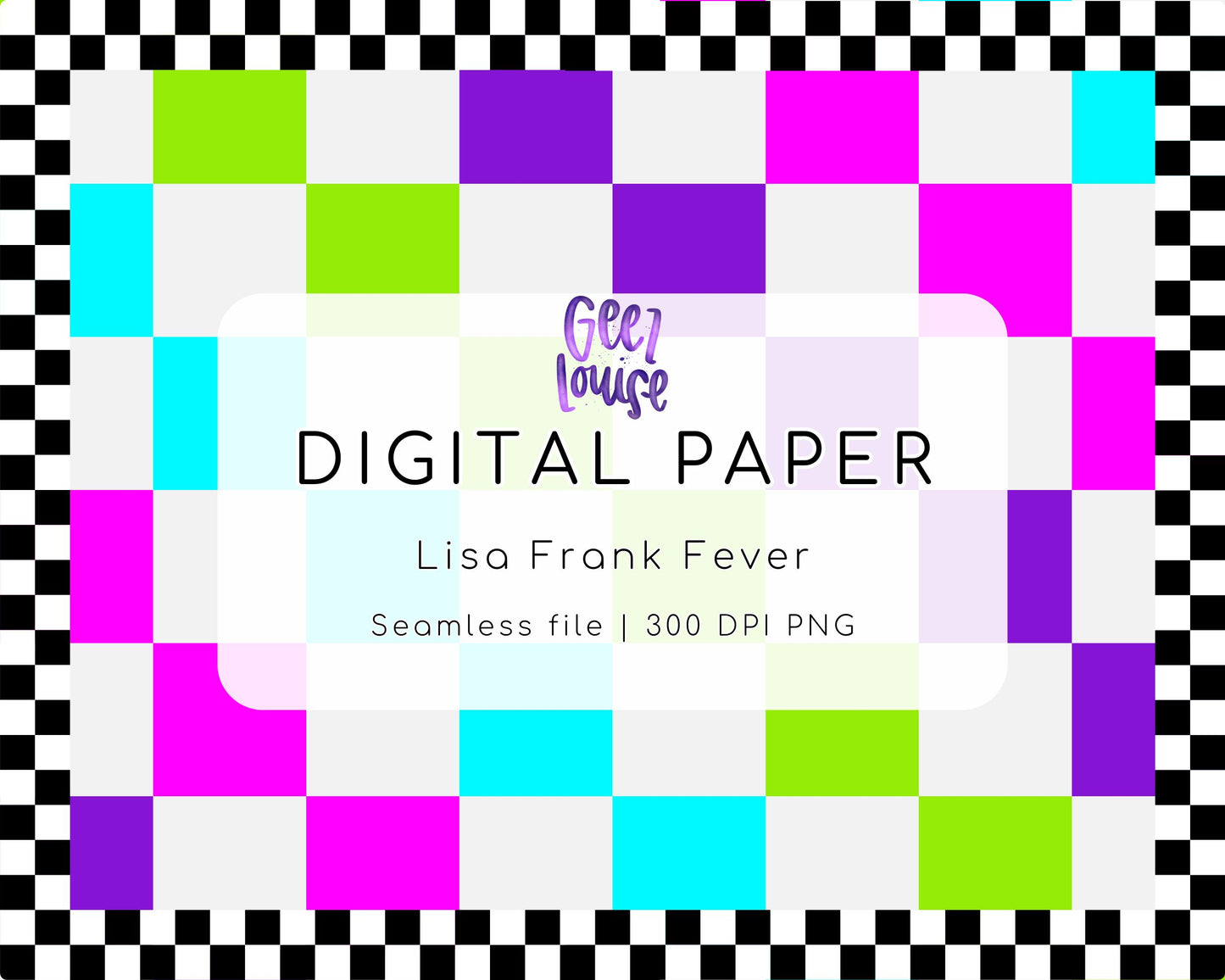 Lisa Frank Fever Digital Paper | Neon Retro Seamless PNG