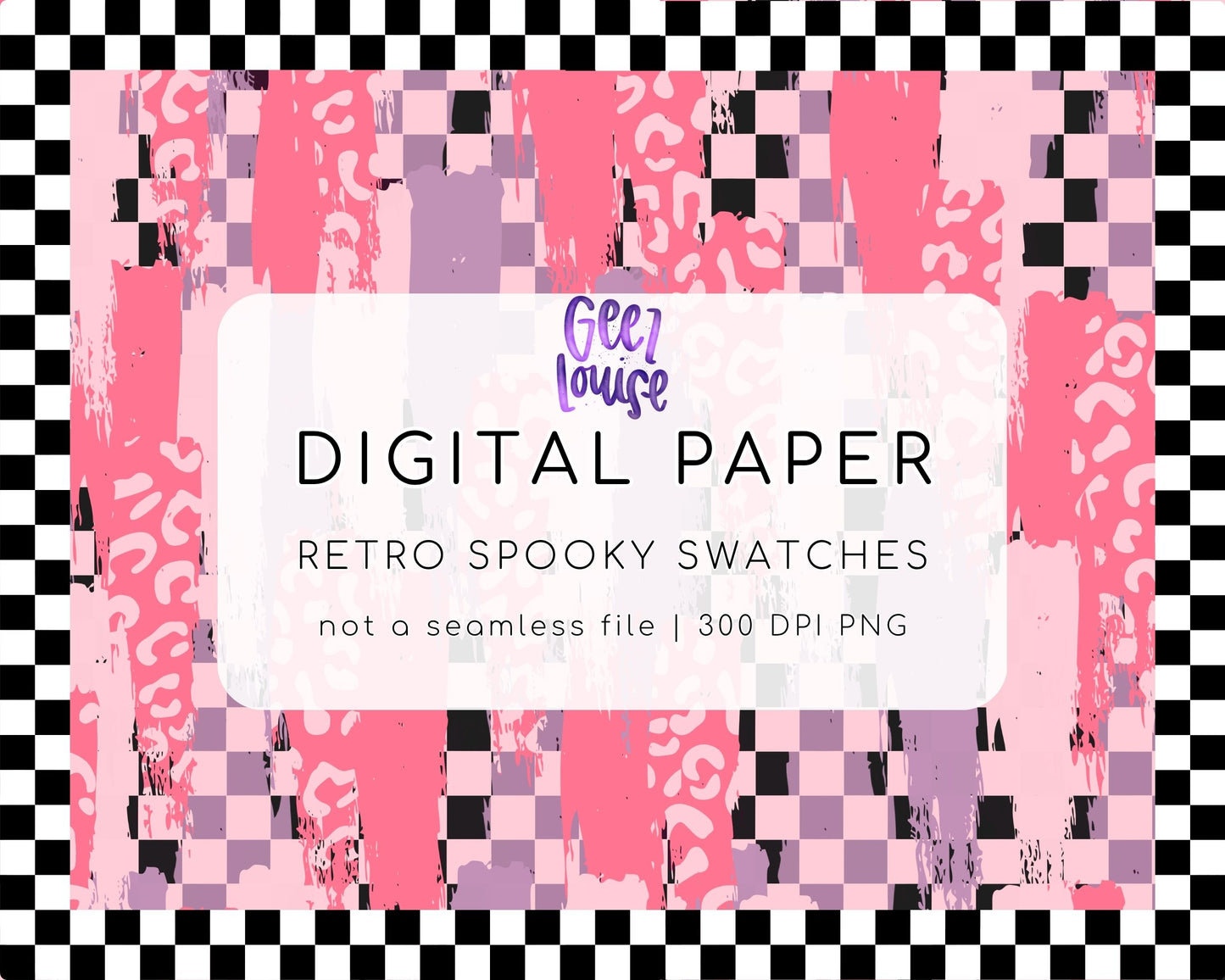 Retro Spooky Swatches Digital Paper | Pink Halloween PNG Background | Grunge Digital Paper