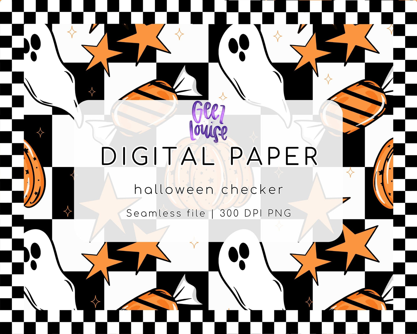 Halloween Checker Digital Paper | Seamless Halloween Background