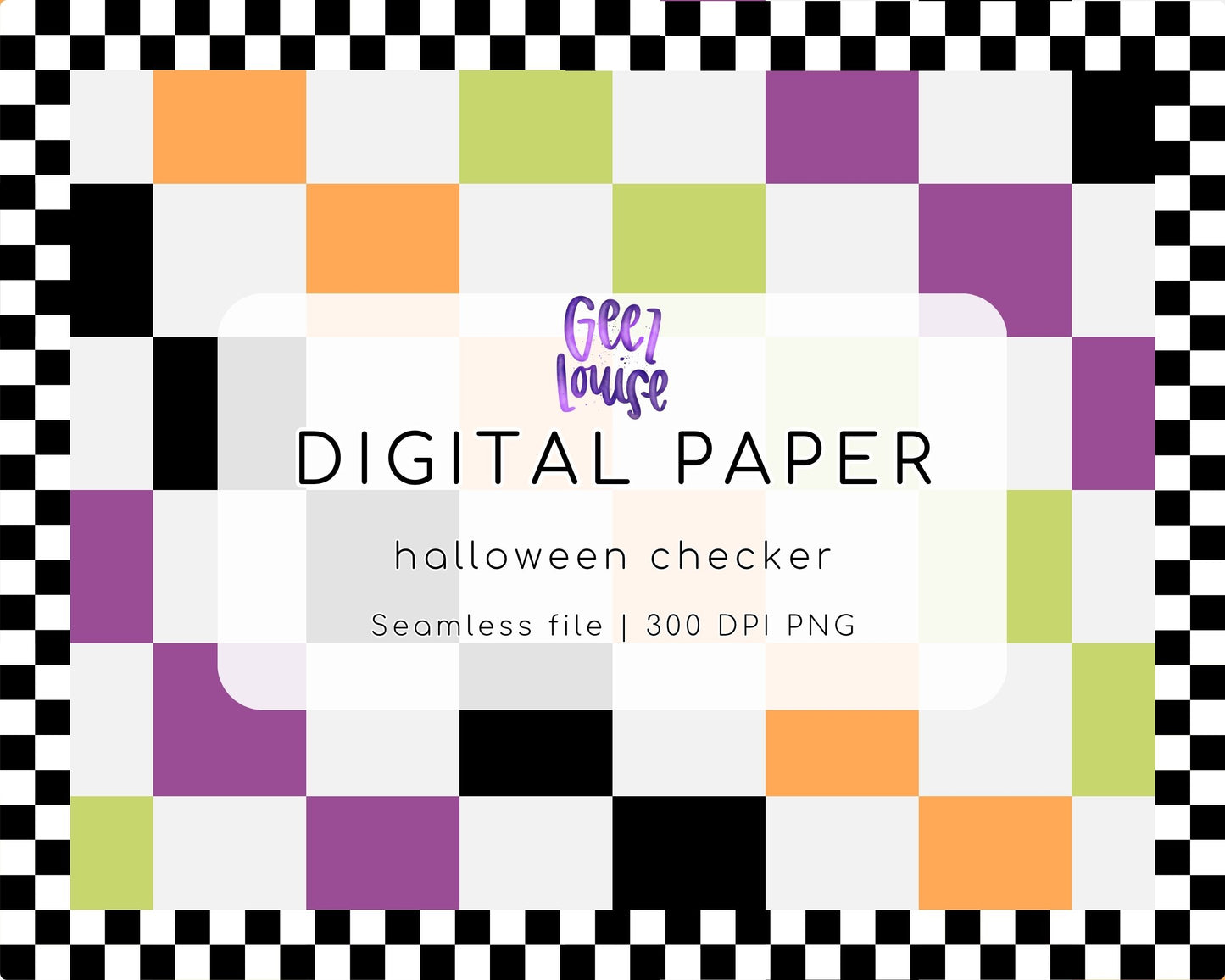 Halloween Checker Digital Paper | Spooky Color Checker Seamless Background
