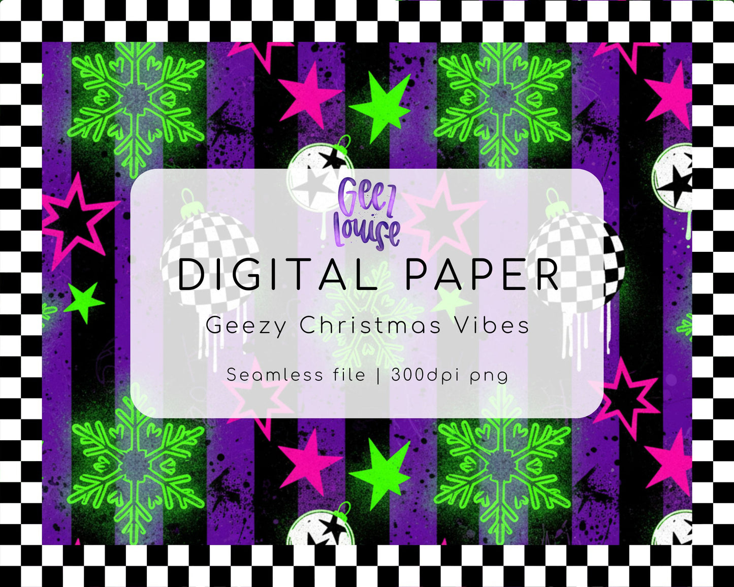 Geezy Christmas Vibes Digital Paper (Seamless PNG)