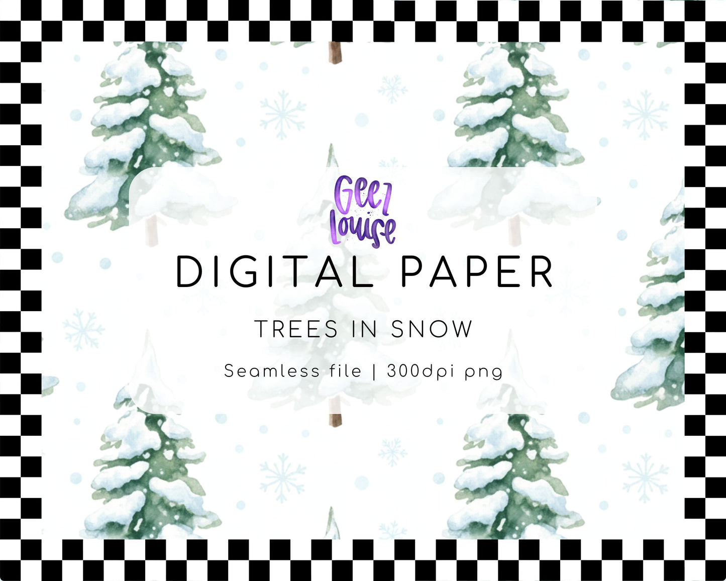 Trees in Snow Digital Paper (Seamless PNG)