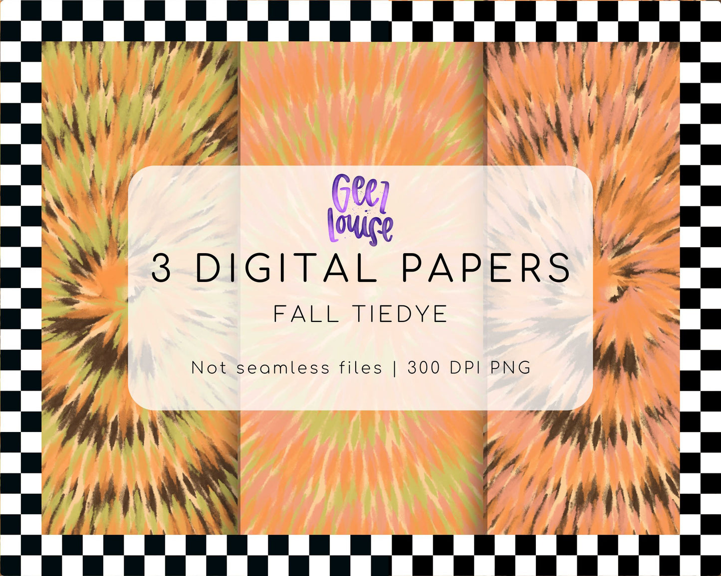 Fall Tie Dye Digital Paper Bundle | 3 Autumn PNG Backgrounds | Orange Tie Dye Patterns