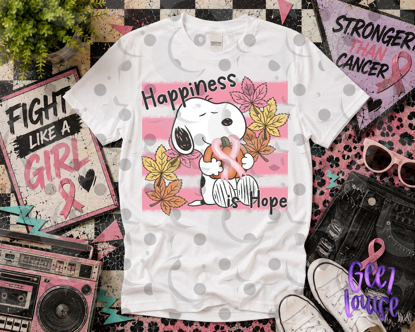 Happiness Is Hope PNG | Breast Cancer Awareness Fall Peanuts Inspired Design