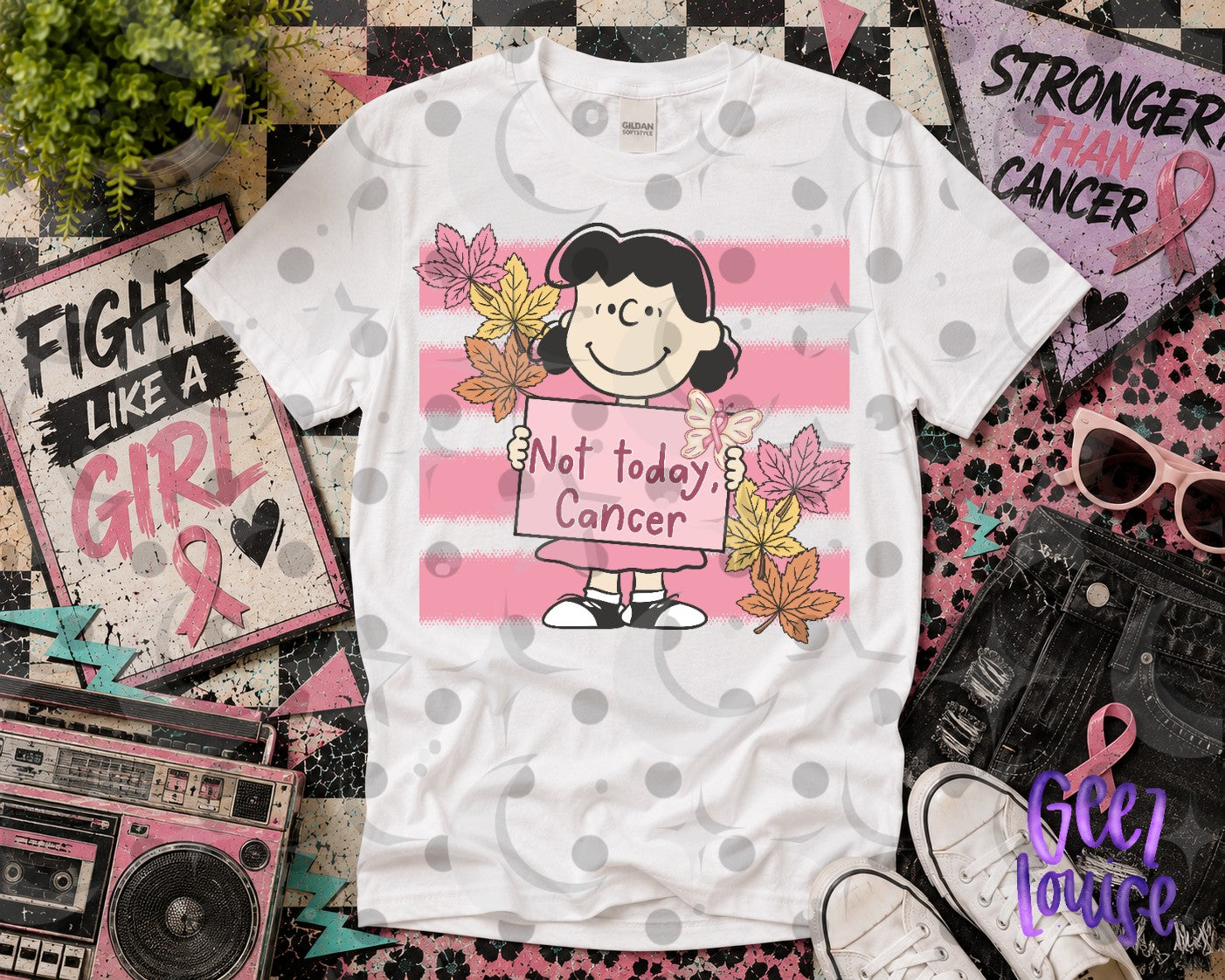 Not Today Cancer PNG | Breast Cancer Awareness Fall Peanuts Inspired Design