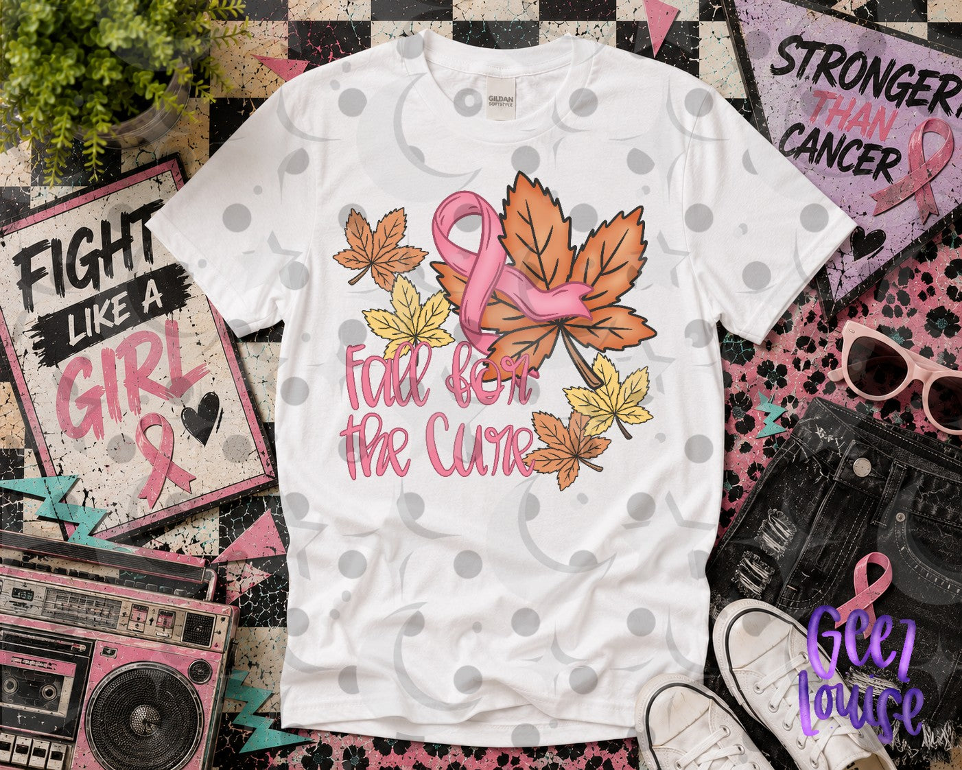 Fall for the Cure PNG | Breast Cancer Awareness Fall Leaves Pink Ribbon Design