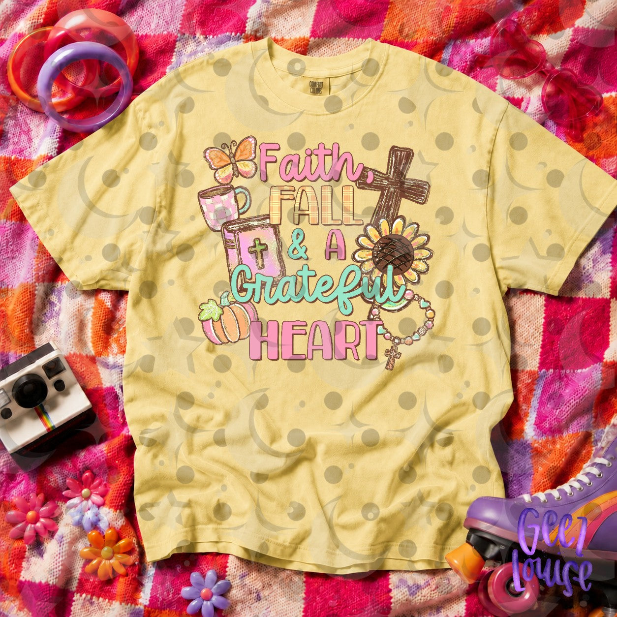 Faith Fall & A Grateful Heart PNG | Christian Autumn Pumpkin Sunflower Design | September 26 Finished Design Drive