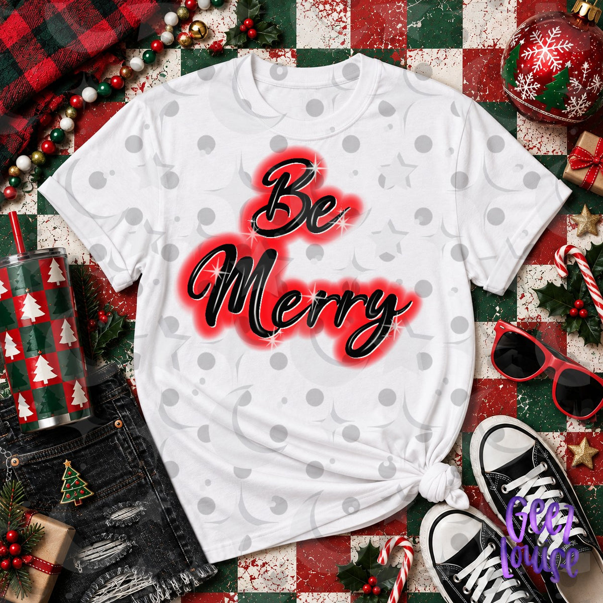 Be Merry Christmas PNG | Retro Holiday Finished Design | DTF Friendly