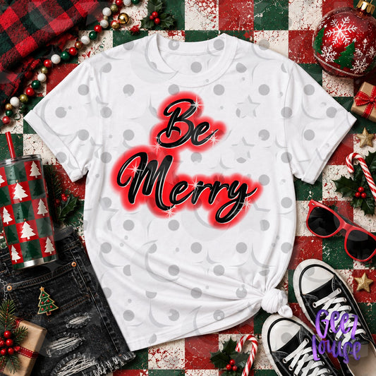 Be Merry Christmas PNG | Retro Holiday Finished Design | DTF Friendly