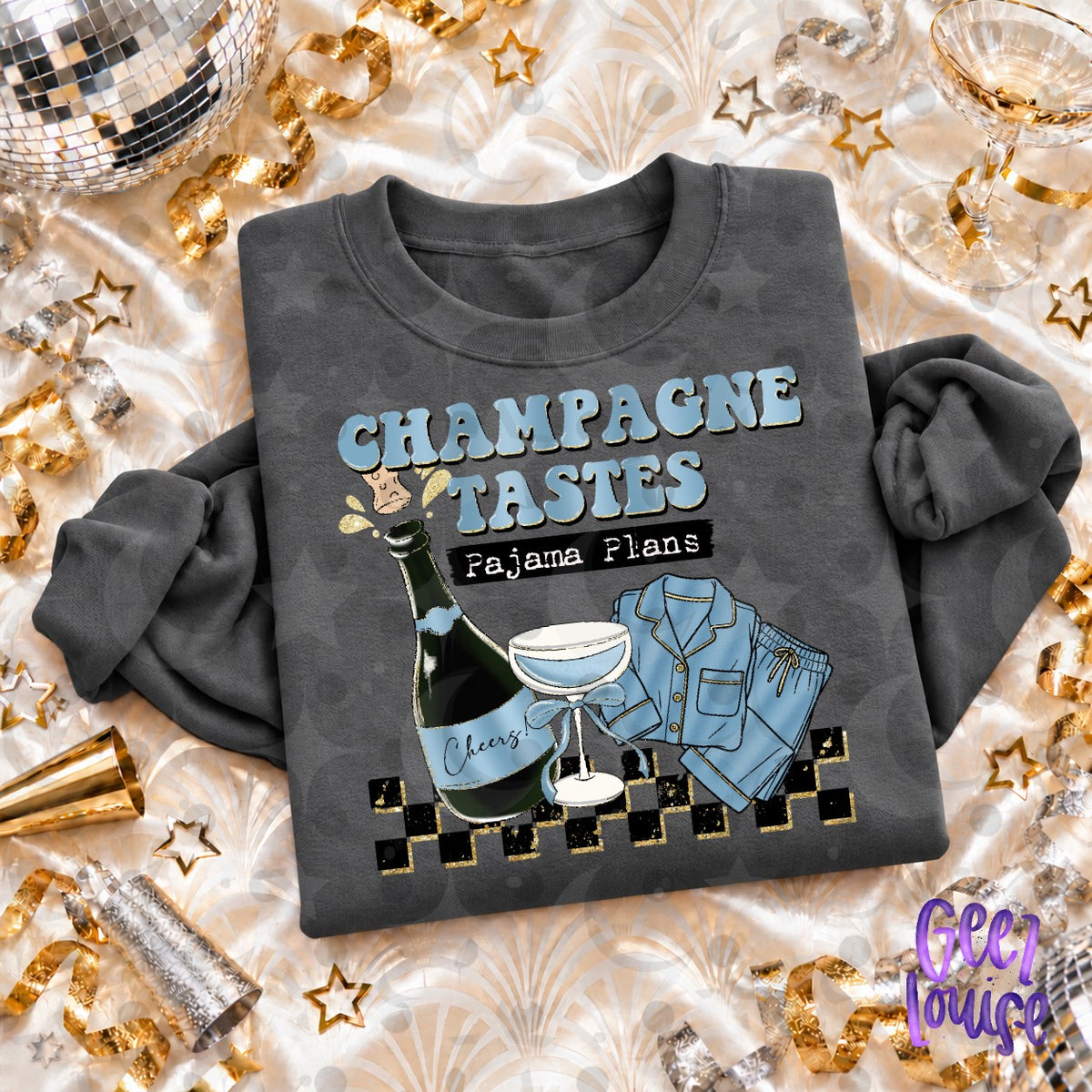Champagne Tastes Pajama Plans PNG | Funny New Year's Digital Design