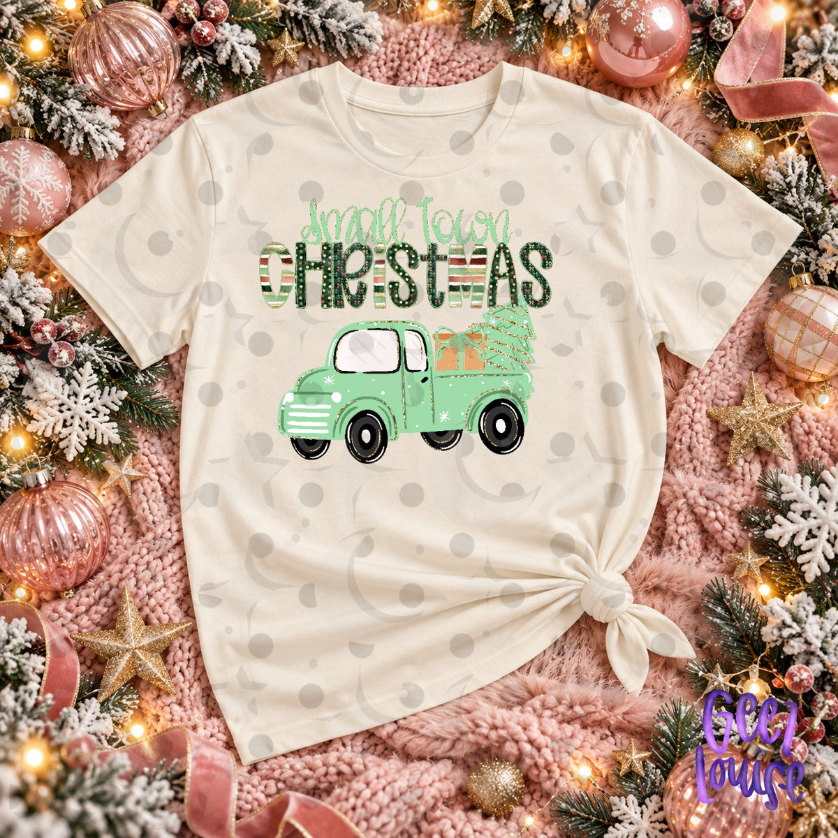 Small Town Christmas PNG | Vintage Christmas Truck Design | Retro Holiday Sublimation Download