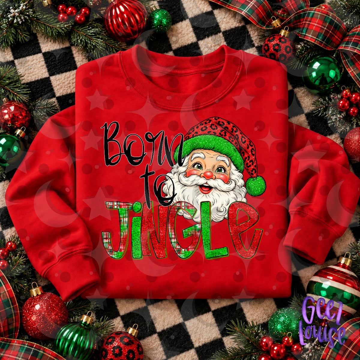 Born to Jingle Christmas PNG Design | Retro Leopard Santa