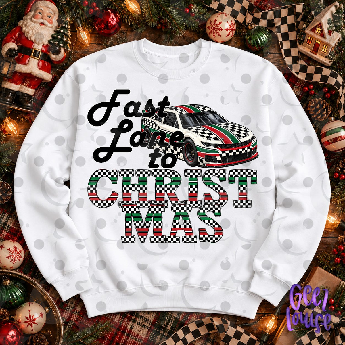 Fast Lane to Christmas PNG | Retro Racing Christmas Design