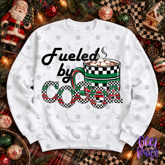 Fueled by Cocoa Christmas PNG | Retro Hot Chocolate Holiday Design