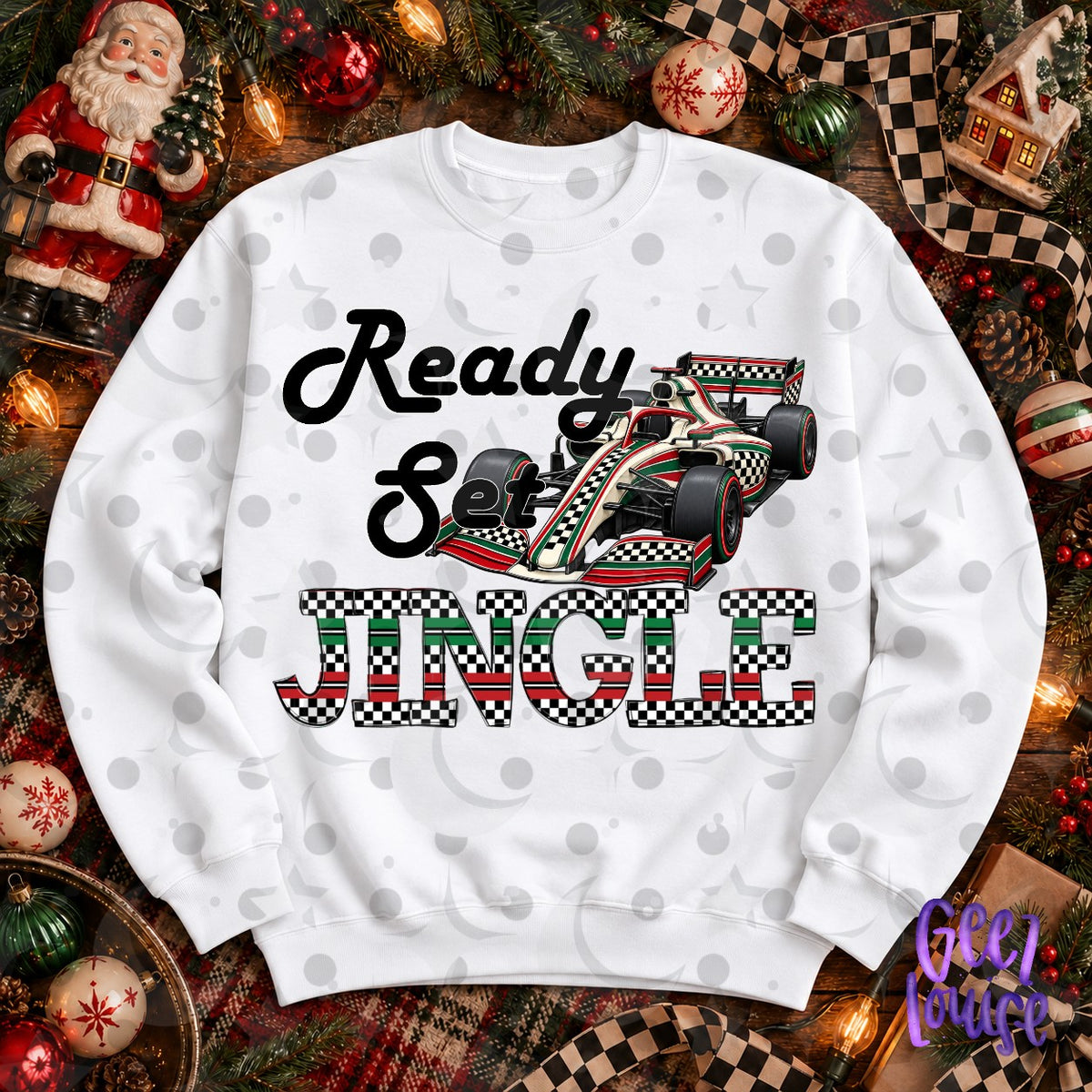 Ready Set Jingle Christmas PNG | Retro Formula Racing Holiday Design