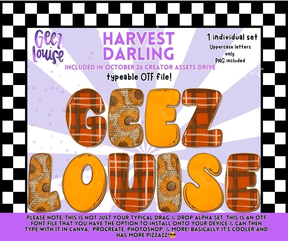 Harvest Darling Fall Alpha | OTF Font + PNG Alphabet