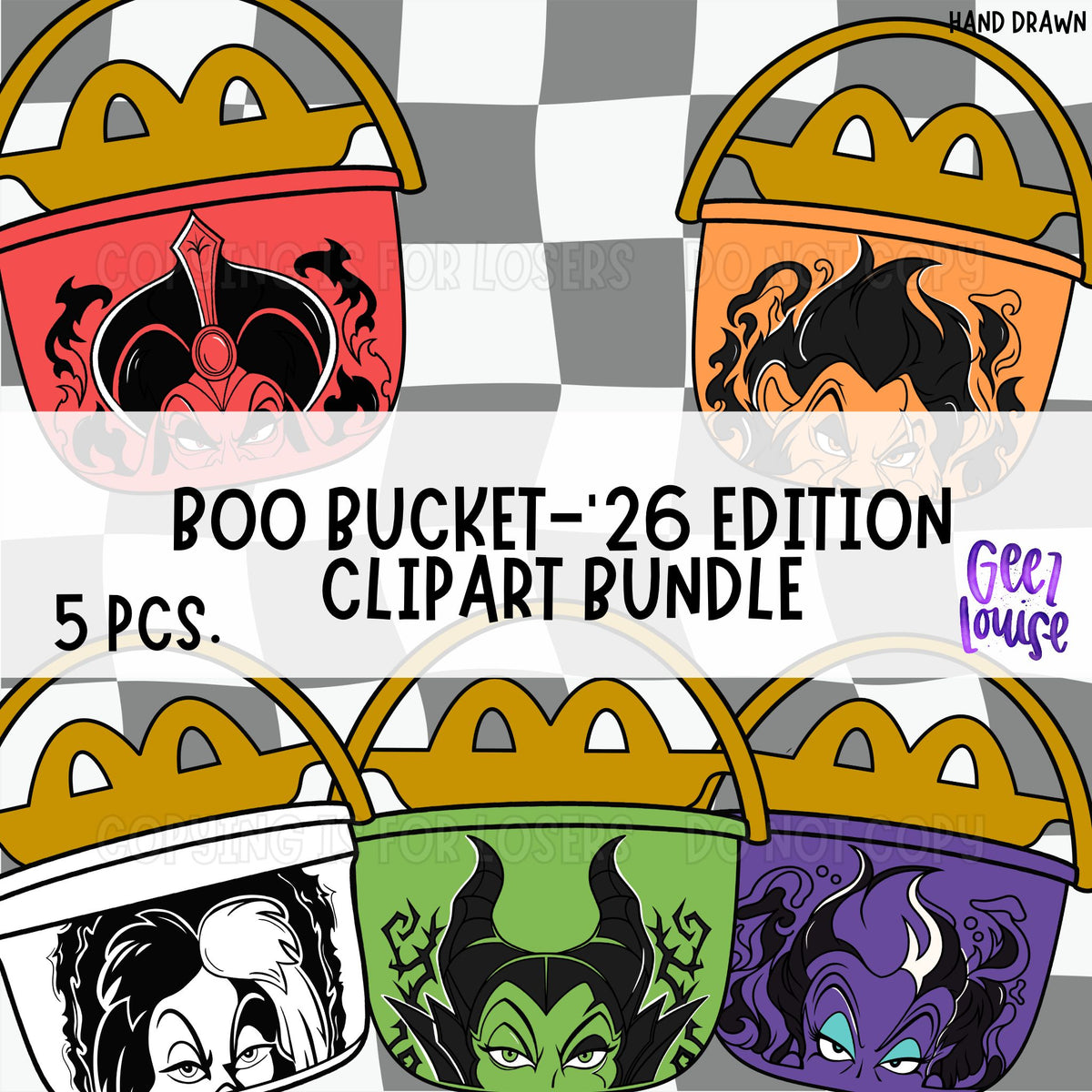 Boo Bucket 2026 Clipart Bundle | 5 Halloween Villain PNG Designs