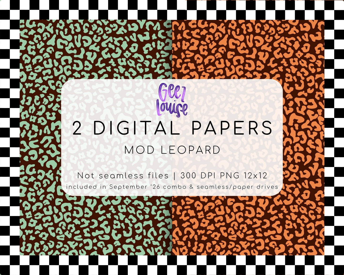 Mod Leopard Digital Paper | 2 Retro Animal Print PNG Papers | September 26 Seamless Paper & Combo Drives