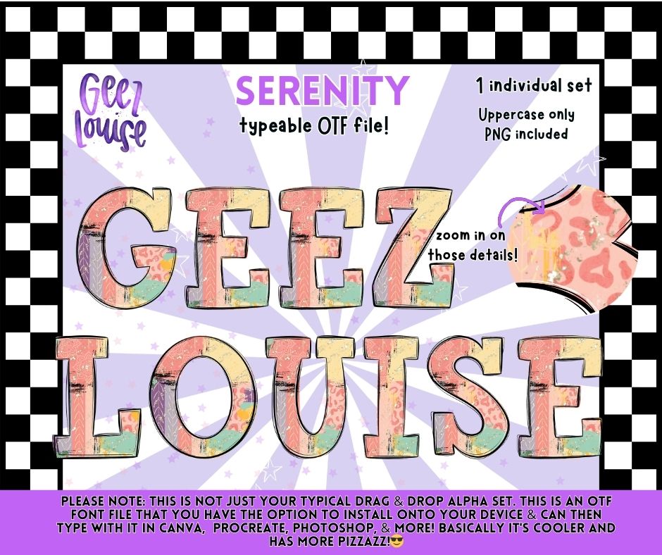 Serenity OTF Font & PNG Alpha Set | Typeable Alphabet | Uppercase Letters | Digital Download