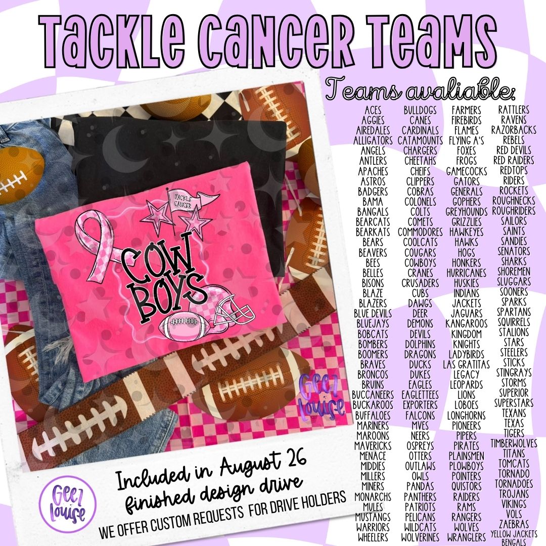 Tackle Cancer Pink Out Football PNG | Team Name Variants