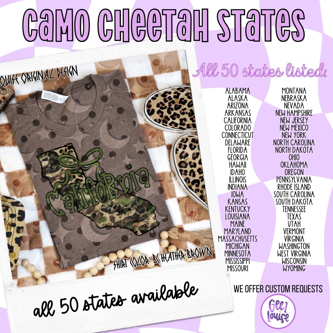 Camo Cheetah State Digital Design – All 50 States + Bundle Option