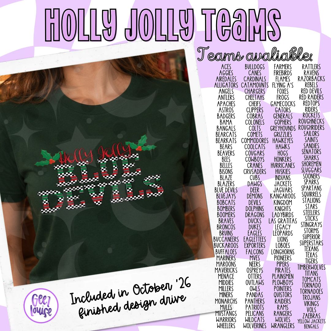Holly Jolly Christmas Team PNG | Personalized Team Designs